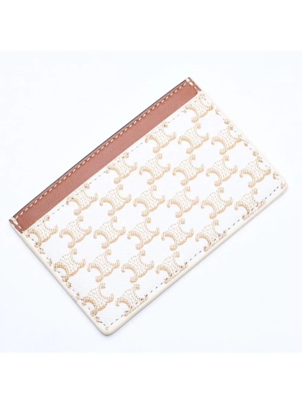 Celine Card Case Triomphe Canvas Brown White